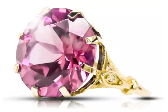 Style vintage Anneau Améthyste Or jaune 14 carats vrc073y